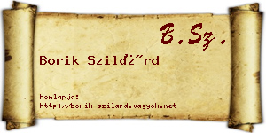 Borik Szilárd névjegykártya